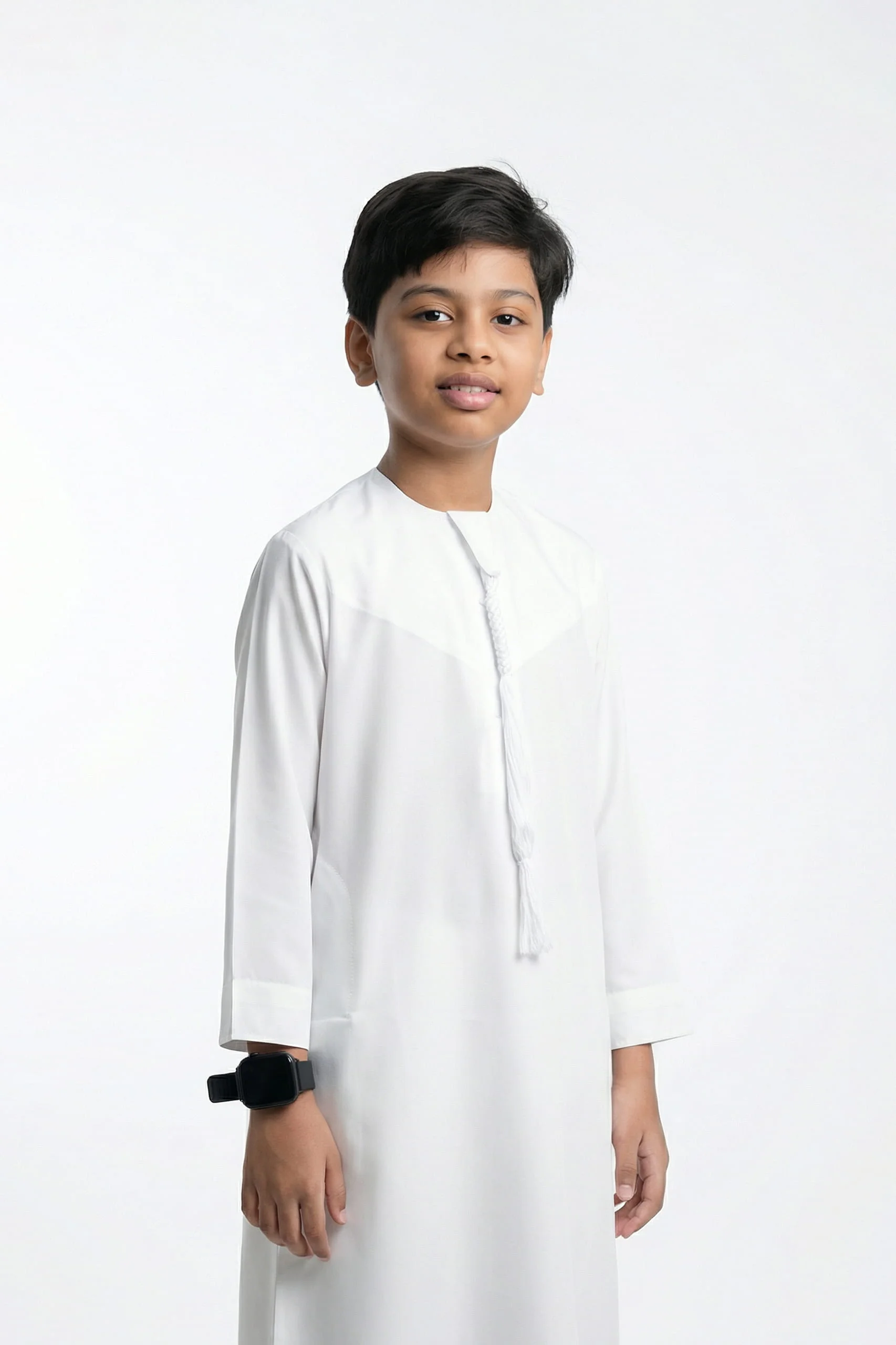 kandura 1.jpg Kids Luxury Emirati Kandura Thobe - White - Image 1