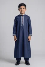 Little Ameer – Navy Blue Jubba & Pajama Set