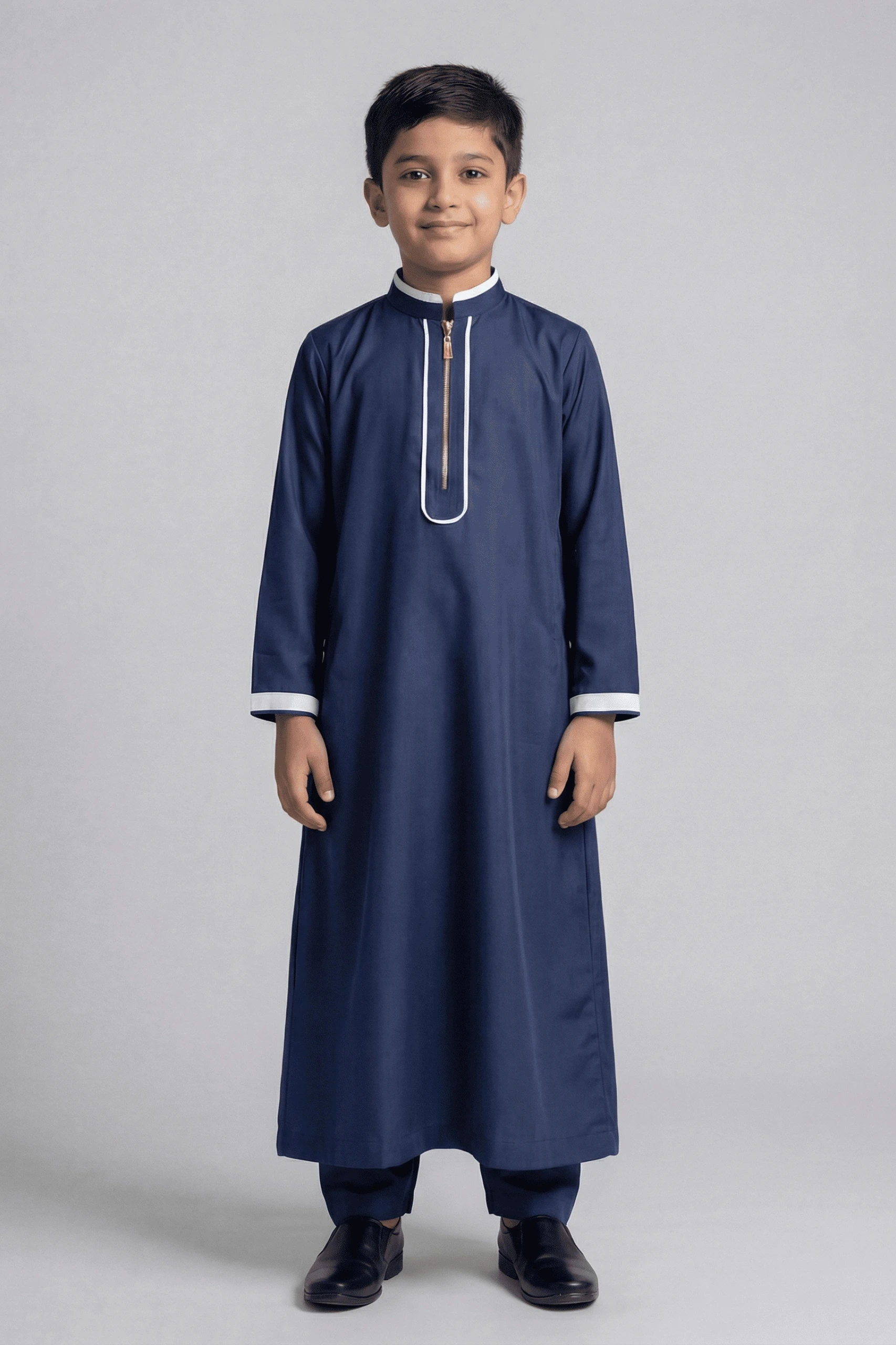 trh Little Ameer – Navy Blue Jubba & Pajama Set - Image 1